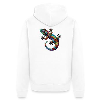 Gecko - Unisex Premium Bio Zip Hoodie - Weiß - Hinten - Thijin (182cm)