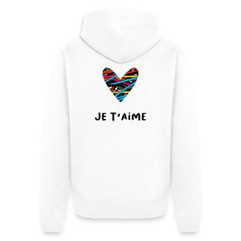 LOVE. COUPLE. JUST MARRIED. Bachelorette party. VALENTINE'S DAY. - Unisex Premium Organic Zip Hoodie - white - Back - Thijin (182cm)