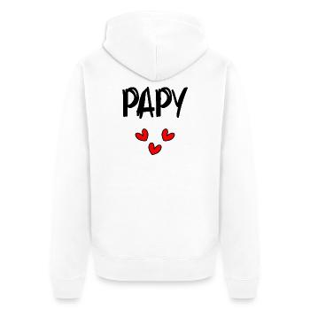 OPA. VATERTAG. FROHER VATERTAG. ICH LIEBE DICH. - Unisex Premium Bio Zip Hoodie - Weiß - Hinten - Thijin (182cm)
