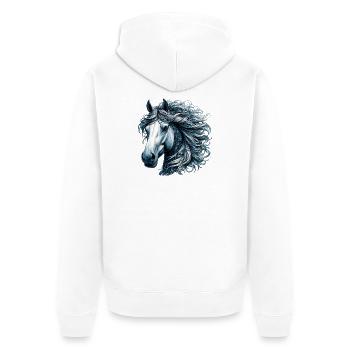 Horse - Unisex Premium Organic Zip Hoodie - white - Back - Thijin (182cm)