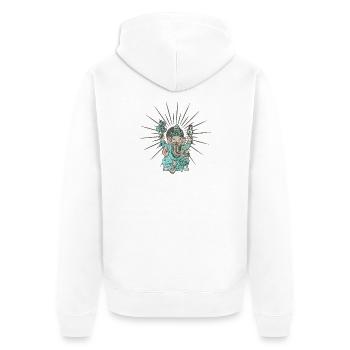 Indischer Elefant Ganesha. - Unisex Premium Bio Zip Hoodie - Weiß - Hinten - Thijin (182cm)