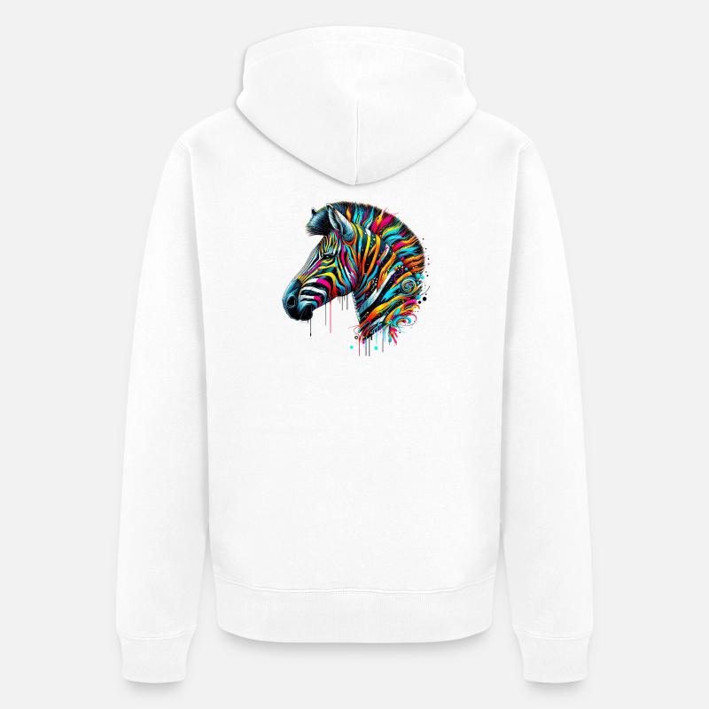 Zebra - Unisex Premium Bio Zip Hoodie - Weiß