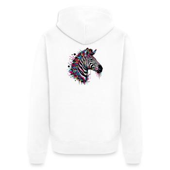 Zebra - Unisex Premium Bio Zip Hoodie - Weiß - Hinten - Thijin (182cm)