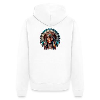 Amerikanischer Indianer Amerikanische Rote Haut - Unisex Premium Bio Zip Hoodie - Weiß - Hinten - Thijin (182cm)