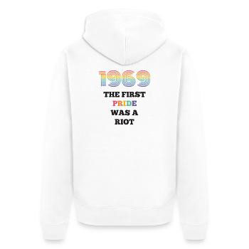 LGBT Pride Month - The First Pride Was A Riot - Unisex Premium Organic Zip Hoodie - white - Back - Thijin (182cm)