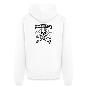 Mallorca – JGA Skull+Bones - Unisex Premium Bio Zip Hoodie - Weiß - Hinten - Thijin (182cm)