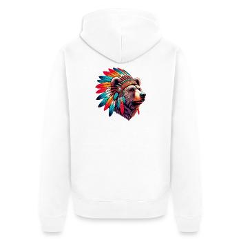 American Indian Bear American Red Bears - Unisex Premium Organic Zip Hoodie - white - Back - Thijin (182cm)