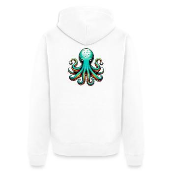 Krake - Unisex Premium Bio Zip Hoodie - Weiß - Hinten - Thijin (182cm)