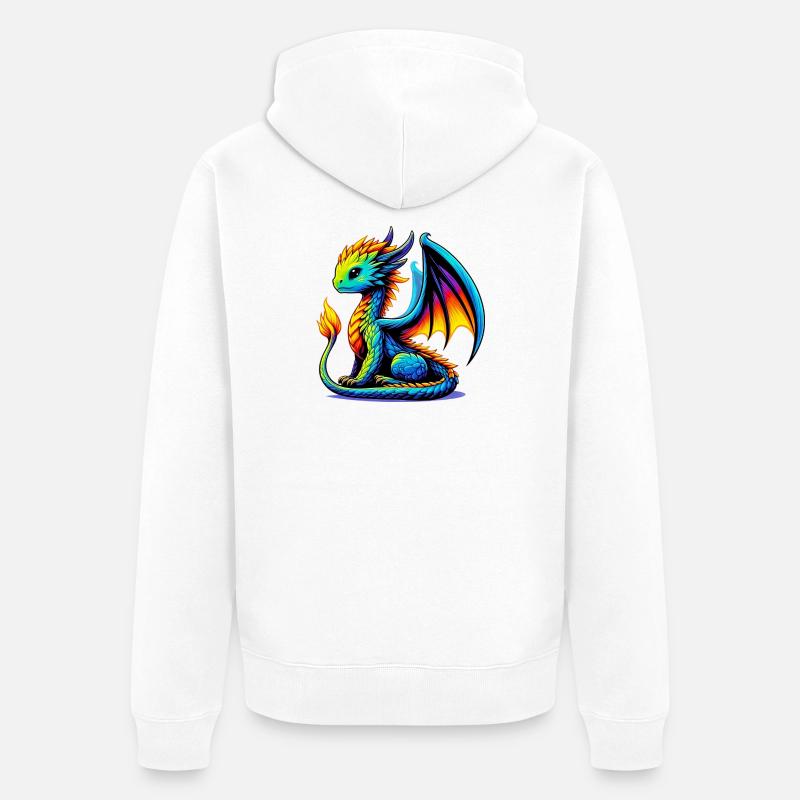 Drache - Unisex Premium Bio Zip Hoodie - Weiß