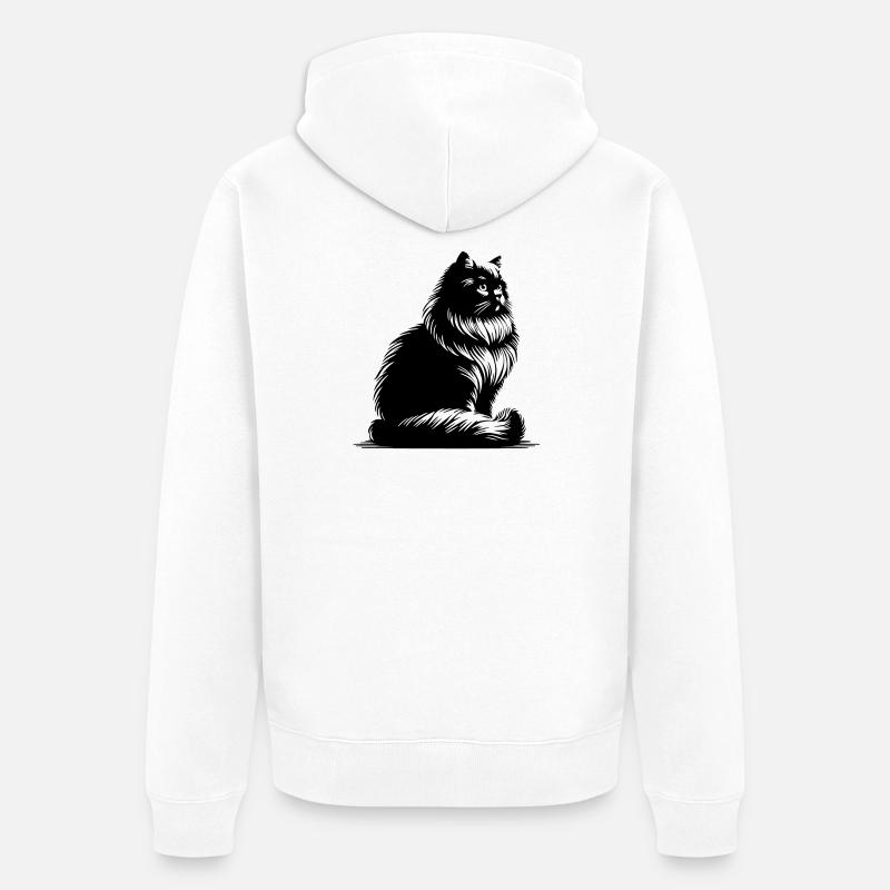 Britisch Langhaar Katze - Unisex Premium Bio Zip Hoodie - Weiß