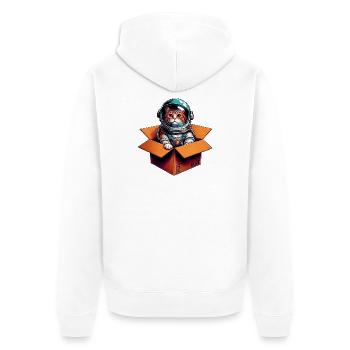 Astronaut Katze - Unisex Premium Bio Zip Hoodie - Weiß - Hinten - Thijin (182cm)