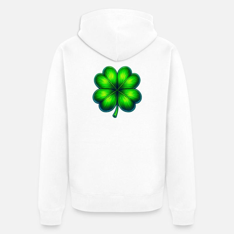 Vierblättriges Kleeblatt - Unisex Premium Bio Zip Hoodie - Weiß