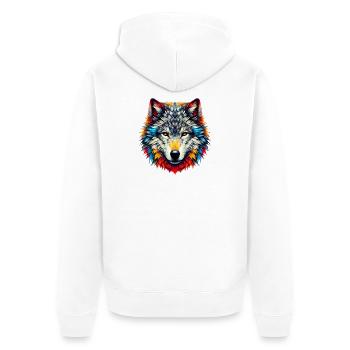 Wolf - Unisex Premium Bio Zip Hoodie - Weiß - Hinten - Thijin (182cm)