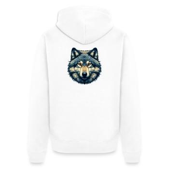 Wolf - Unisex Premium Organic Zip Hoodie - white - Back - Thijin (182cm)