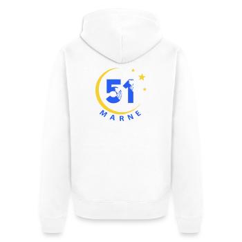 51 - Unisex Premium Bio Zip Hoodie - Weiß - Hinten - Thijin (182cm)