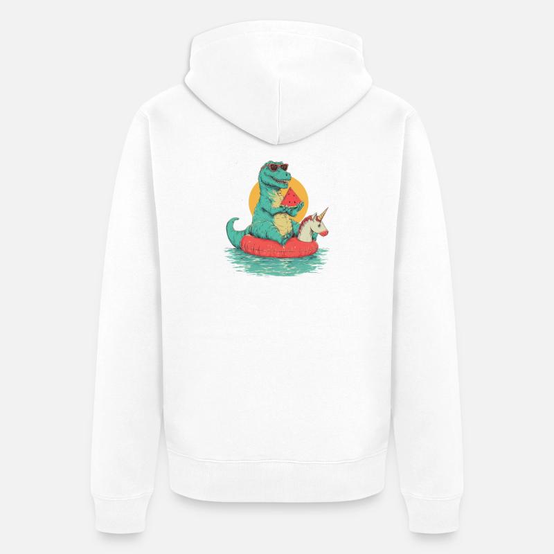 T-rex refroidissement - Veste à capuche bio Premium Unisexe - blanc