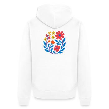 Vintage Blumen Rund - Unisex Premium Bio Zip Hoodie - Weiß - Hinten - Thijin (182cm)