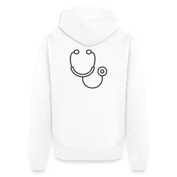 Icône du logo du stéthoscope médical - Veste à capuche bio Premium Unisexe - blanc - Dos - Thijin (182cm)