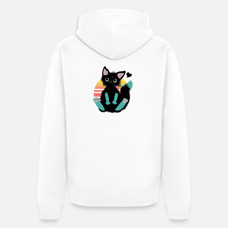 Chat Doodle - Veste à capuche bio Premium Unisexe - blanc