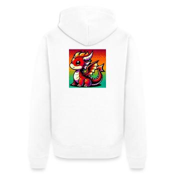 Drache - Unisex Premium Bio Zip Hoodie - Weiß - Hinten - Thijin (182cm)