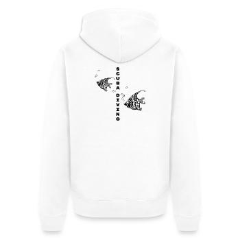 Tauchen – Tribal Fish Design - Unisex Premium Bio Zip Hoodie - Weiß - Hinten - Thijin (182cm)