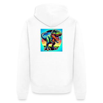 Dinosaurier - Unisex Premium Bio Zip Hoodie - Weiß - Hinten - Thijin (182cm)