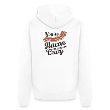 Citation sur le bacon et la folie, drôle de gourmand - Veste à capuche bio Premium Unisexe - blanc - Dos - Thijin (182cm)