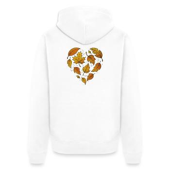Herbstliches Herzblattmuster - Unisex Premium Bio Zip Hoodie - Weiß - Hinten - Thijin (182cm)