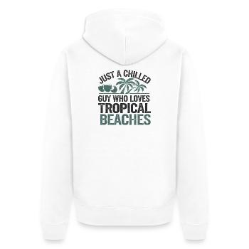 Chilled Tropical Beach Lover, Holidays  - Unisex Premium Organic Zip Hoodie - white - Back - Thijin (182cm)