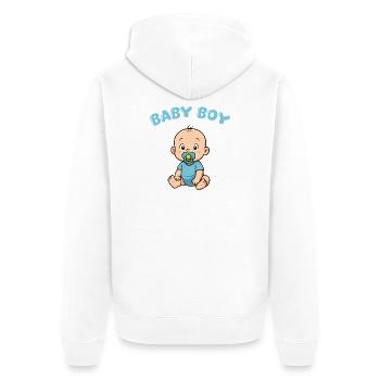 Niedlicher Baby Jungen Druck - Unisex Premium Bio Zip Hoodie - Weiß - Hinten - Thijin (182cm)