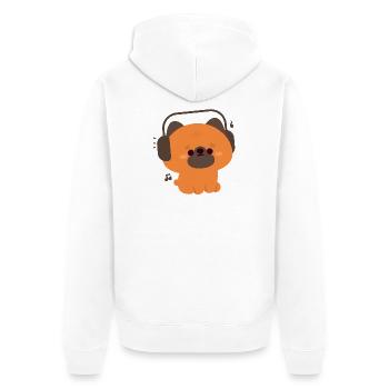 Mignon berger allemand avec des écouteurs Illustration - Veste à capuche bio Premium Unisexe - blanc - Dos - Thijin (182cm)