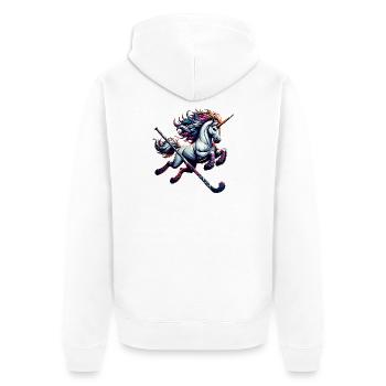 Eishockey Einhorn Mit Schläger Fantasy Power - Unisex Premium Organic Zip Hoodie - white - Back - Thijin (182cm)