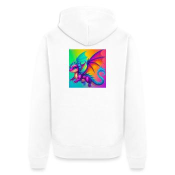 dragon - Unisex Premium Organic Zip Hoodie - white - Back - Thijin (182cm)