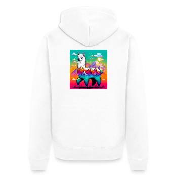 Alpaca - Unisex Premium Organic Zip Hoodie - white - Back - Thijin (182cm)