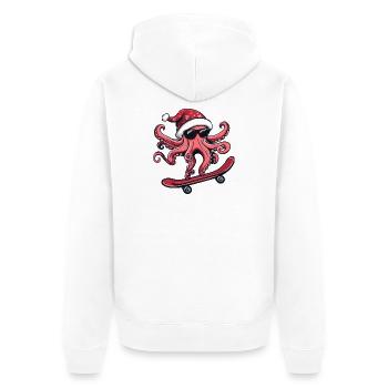 Octopus Christmas Funny - Unisex Premium Organic Zip Hoodie - white - Back - Thijin (182cm)