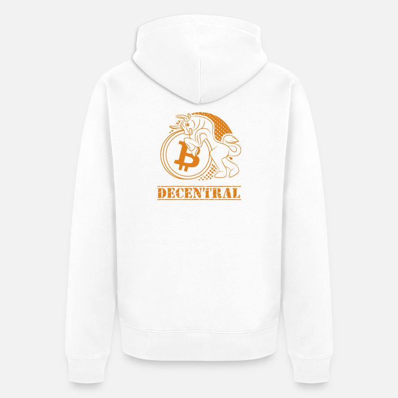 Decentral – Design classique du Bitcoin - Veste à capuche bio Premium Unisexe - blanc