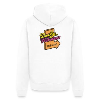 GODNEWS Touristes de tous les jours »Merveilles quotidiennes« - Veste à capuche bio Premium Unisexe - blanc - Dos - Thijin (182cm)