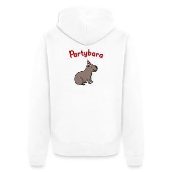 Partybara – le capybara joyeux avec un chapeau de fête - Veste à capuche bio Premium Unisexe - blanc - Dos - Thijin (182cm)