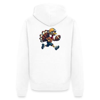 Thanksgiving Football Turkey - Unisex Premium Organic Zip Hoodie - white - Back - Thijin (182cm)