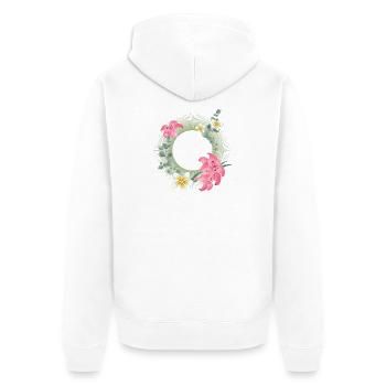 Tropischer Blütenrahmen – florales Naturdesign - Unisex Premium Bio Zip Hoodie - Weiß - Hinten - Thijin (182cm)