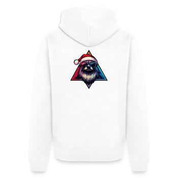 Neon Santa Dog with Sunglasses - Unisex Premium Organic Zip Hoodie - white - Back - Thijin (182cm)