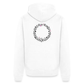 Wreath Floral Wreath with Flowers and Stars - Unisex Premium Organic Zip Hoodie - white - Back - Thijin (182cm)