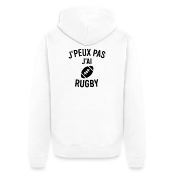 J'peux pas j'ai rugby - Veste à capuche bio Premium Unisexe - blanc - Dos - Thijin (182cm)