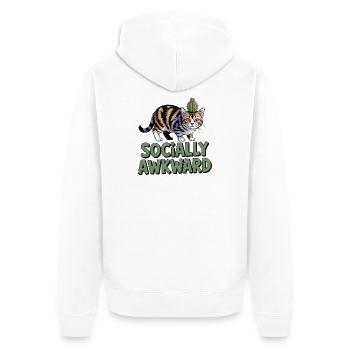 Katzencactus Sozial unbeholfen - Unisex Premium Bio Zip Hoodie - Weiß - Hinten - Thijin (182cm)