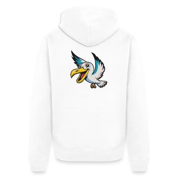 Merry Pelican Mascot - Unisex Premium Organic Zip Hoodie - white - Back - Thijin (182cm)
