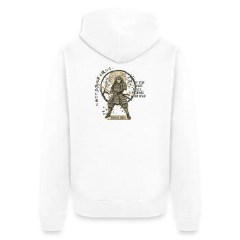 Samouraï de l’âme Bushi dans les Fleurs - Veste à capuche bio Premium Unisexe - blanc - Dos - Thijin (182cm)