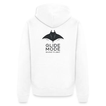 GLIDE MODE – silhouette minimaliste de raie manta - Veste à capuche bio Premium Unisexe - blanc - Dos - Thijin (182cm)