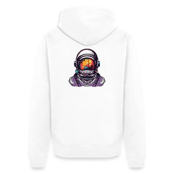 Astronaut Comic Helm - Unisex Premium Bio Zip Hoodie - Weiß - Hinten - Thijin (182cm)