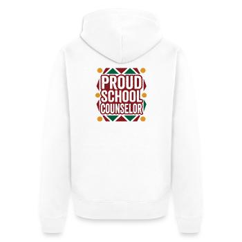 Stolzer Schulberater - Unisex Premium Bio Zip Hoodie - Weiß - Hinten - Thijin (182cm)