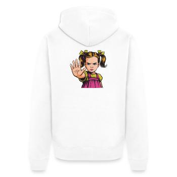 Arrêtez ! Dessin animé de la Fille en colère - Veste à capuche bio Premium Unisexe - blanc - Dos - Thijin (182cm)